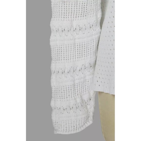 ELIE TAHARI NOVELTY STITCH WHITE COTTON SWEATER - Picture 6 of 10